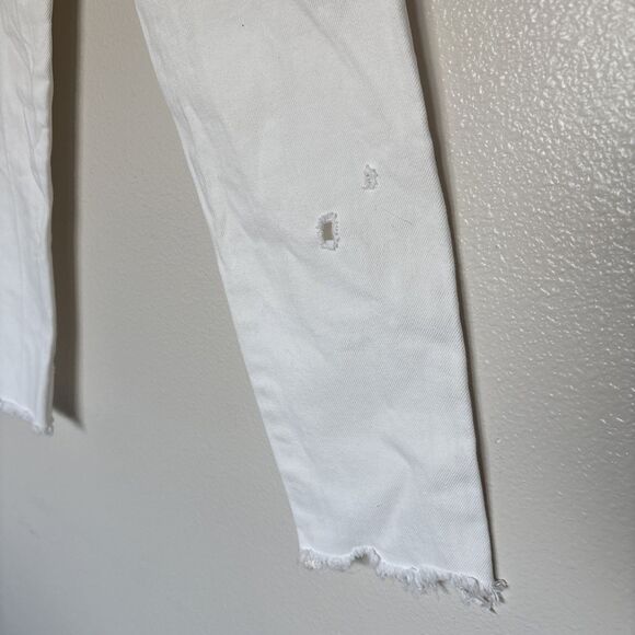 Moussy Vintage Jeans Womens Size 28 White Tapered Distressed Denim Pants - Picture 12 of 13